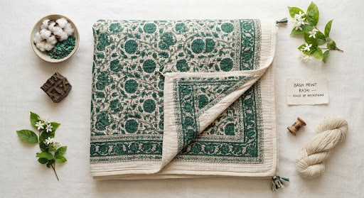 Bagh Print Rajai — Malachite