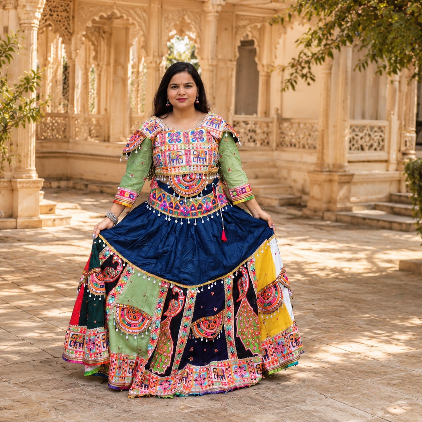 Mirror-Work Chaniya Choli — Neel Indigo