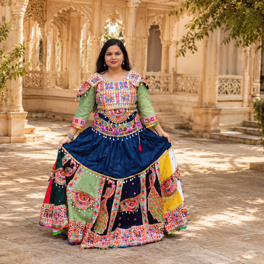 Mirror-Work Chaniya Choli — Neel Indigo
