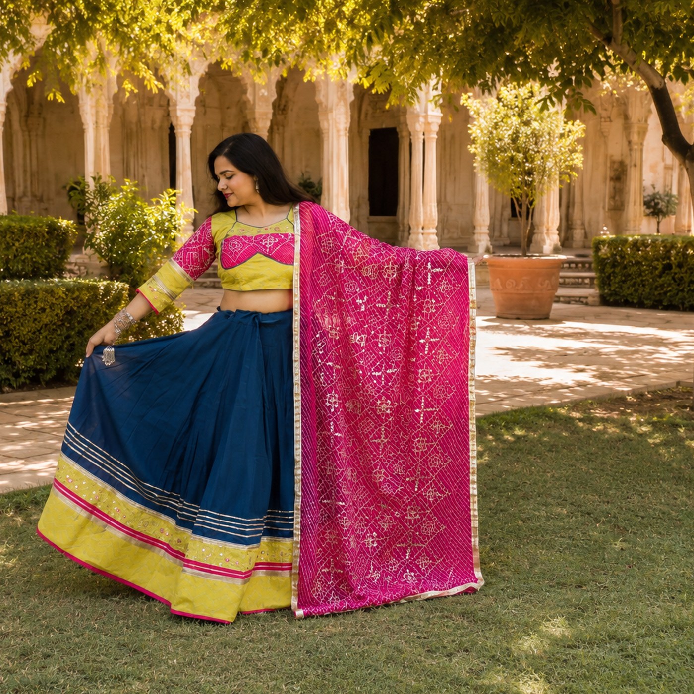 Chaniya Choli & Dupatta — Peacock & Rani